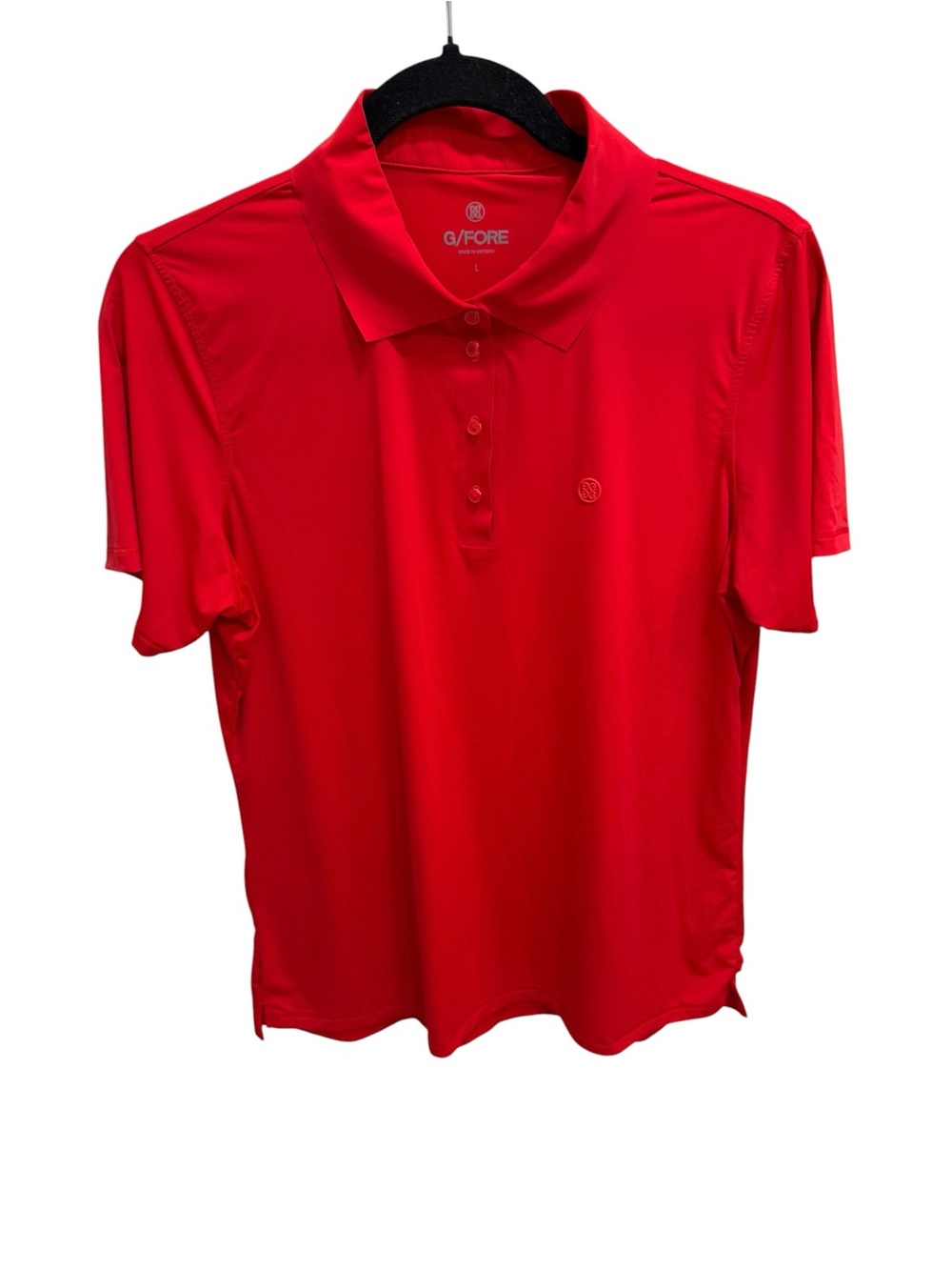 G/FORE G Fore Women’s Red Collar Silky Tech Nylon Golf Polo Shirt Top L